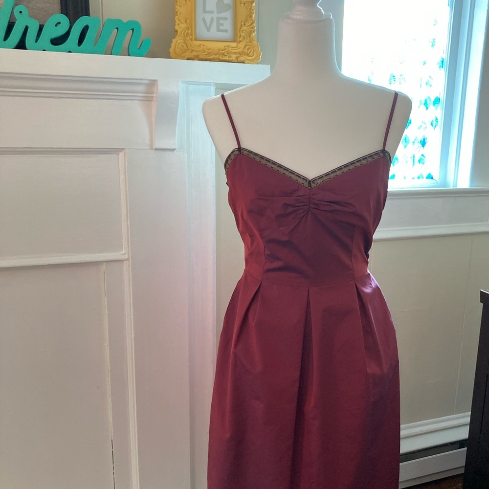 Spaghetti strap special occasion dress with gorgeous gold details!